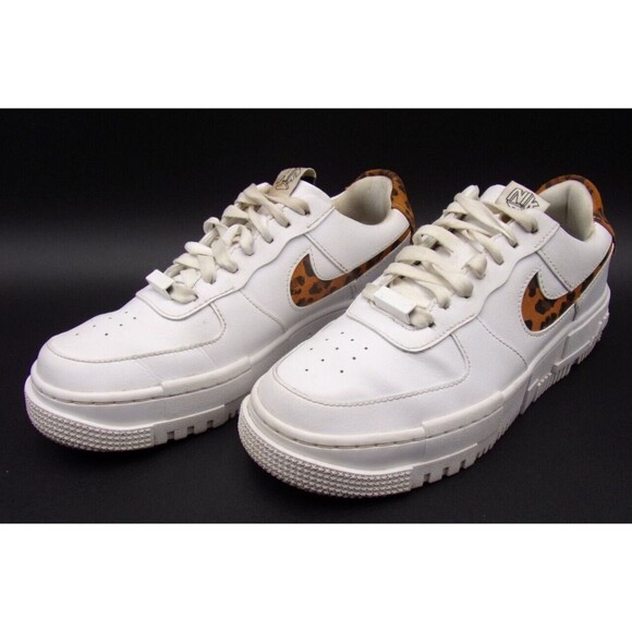 Nike Shoes Womens 7.5 Air Force 1 Pixel SE White Leopard Sneakers CV8481-100 - Picture 1 of 13